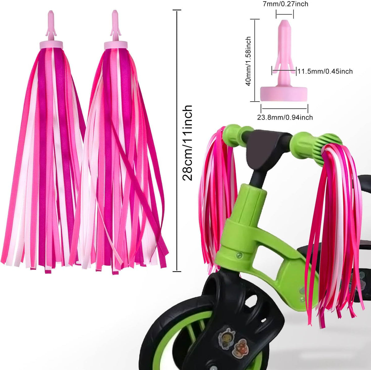 Bike Streamers Bike Tassels for Kids 1 Pair - Pink - image 2