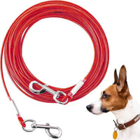 10/15/20/25FT Dog Tie Out Cable - Red / 125Ibs 100ft