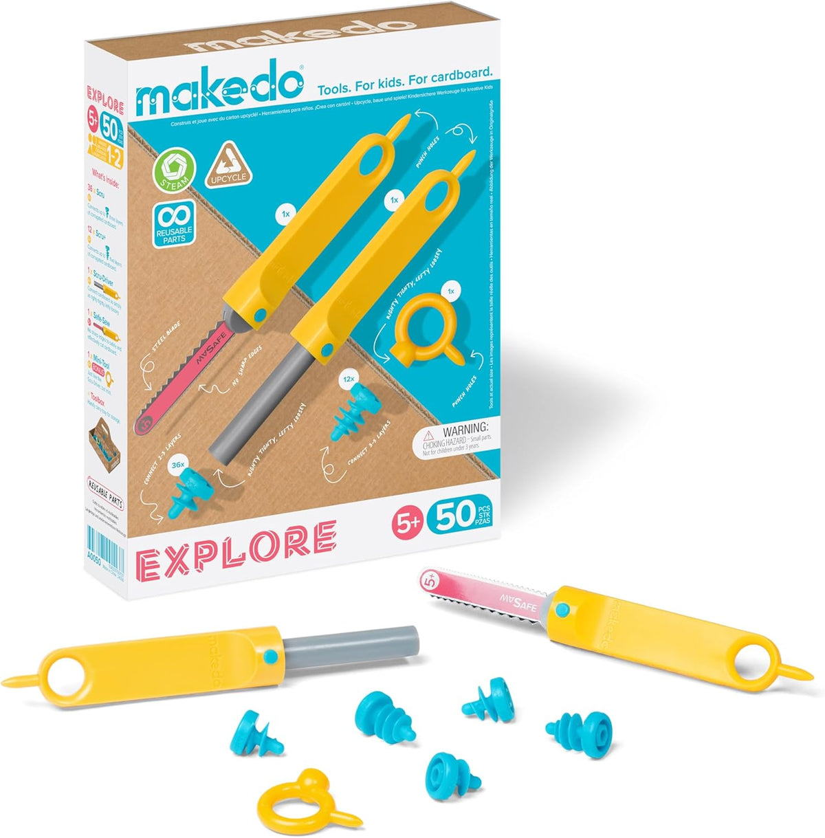 Makedo Explore, Safe Cardboard Construction Tool Kit for Kids