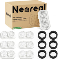 Neareal Official 6-Pack Replacement Filter Set for 108oz Cat Fountain – Essentials for Cats - 6 Filters & 6 Sponges Replacement