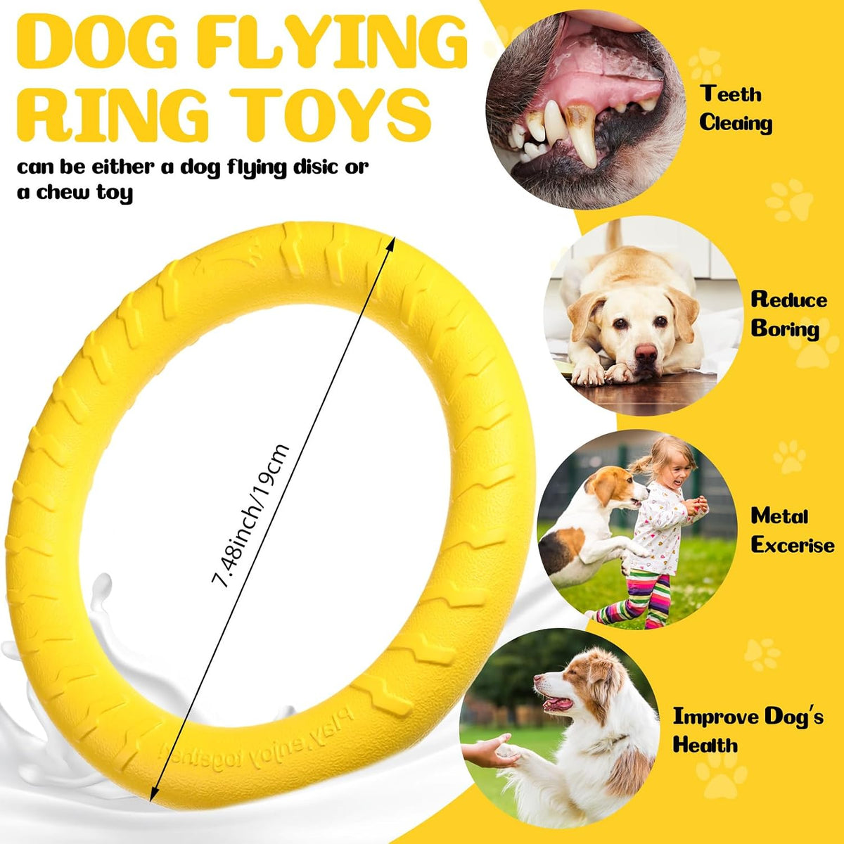 4 Pack 7.48 Inch Dog Ring Toy for Large Medium Dog Training - Colorful / 7.48 Inch - image 2