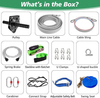 X XBEN backyard zip line kit with stainless steel trolley, swing seat and spring brake - view 5