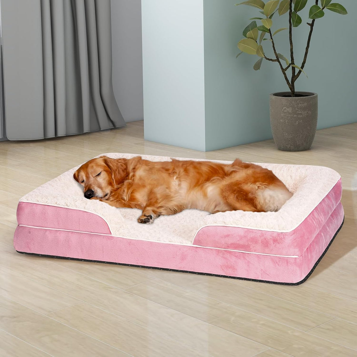 Orthopedic Dog Beds Medium Large Sized Dog, Dog Sofa Bed - Large(36 * 27 * 7.5 In) / Pink - image 4