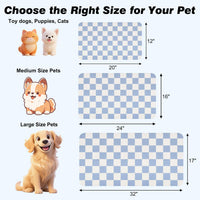 CooRug Checkered Dog Food Mat, Pet Feeding Mat 20" L x 12" W - Blue / 32"L x 17"W - image 2