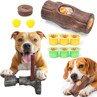 Durable Dog Puzzle Toy for Medium/Large Dogs – Essentials for Dogs - Gray Brown / Tree trunk & Tree stump