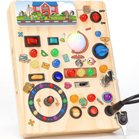 RichBoy Busy Boards, Lights Switch-Style, Wooden - School 6.7" x 5.3"