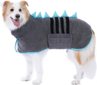 Super Absorbent Dog Bathrobe - Grey, Teal edging / Small