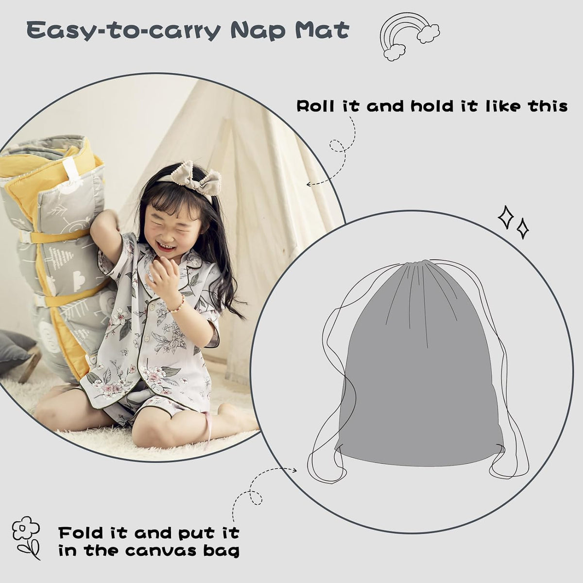 Toddler Nap Mat with Removable Pillow & Soft Blanket - Space World - image 4