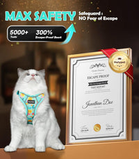 Cat Harness and Leash Set[MAX Safety 4th-Gen] Cute Escape Proof Vest - H603 Pro Green Tropics / Medium (13-18lb) - image 4
