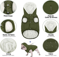 Dog Winter Coat,Warm Fleece Lined Dog Jacket with Leash Hole & Hood – Essentials for Dogs - Green / Large - image 4