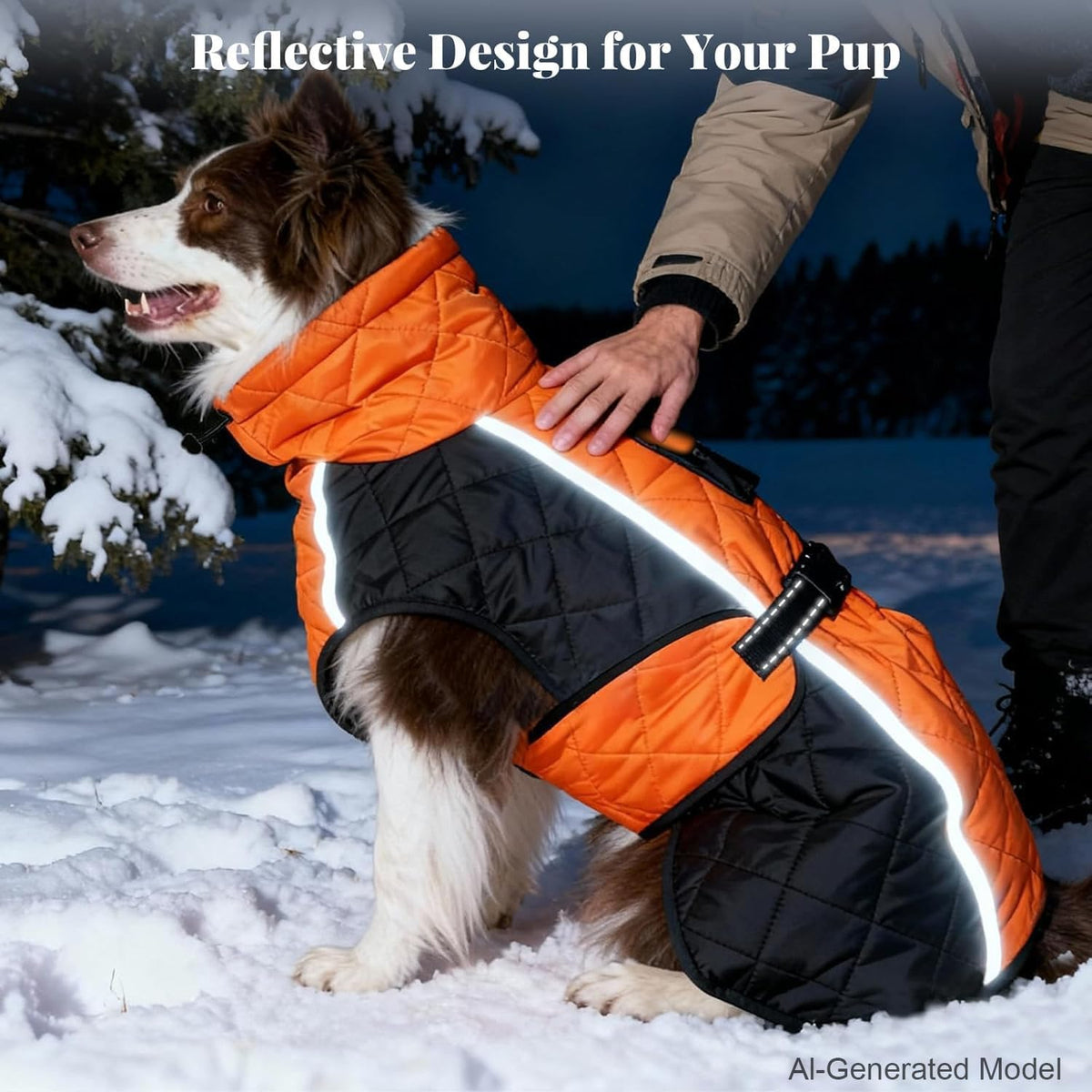 Dog Coat Dogs Jacket Waterproof Reflective Adjustable Dog-Winter - Orange / Medium(chest 23~27in) - image 3