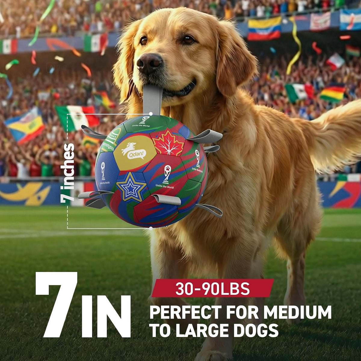 QDAN Dog Balls, Outdoor Dog Toys - Large Size 3 / World Cup - image 3