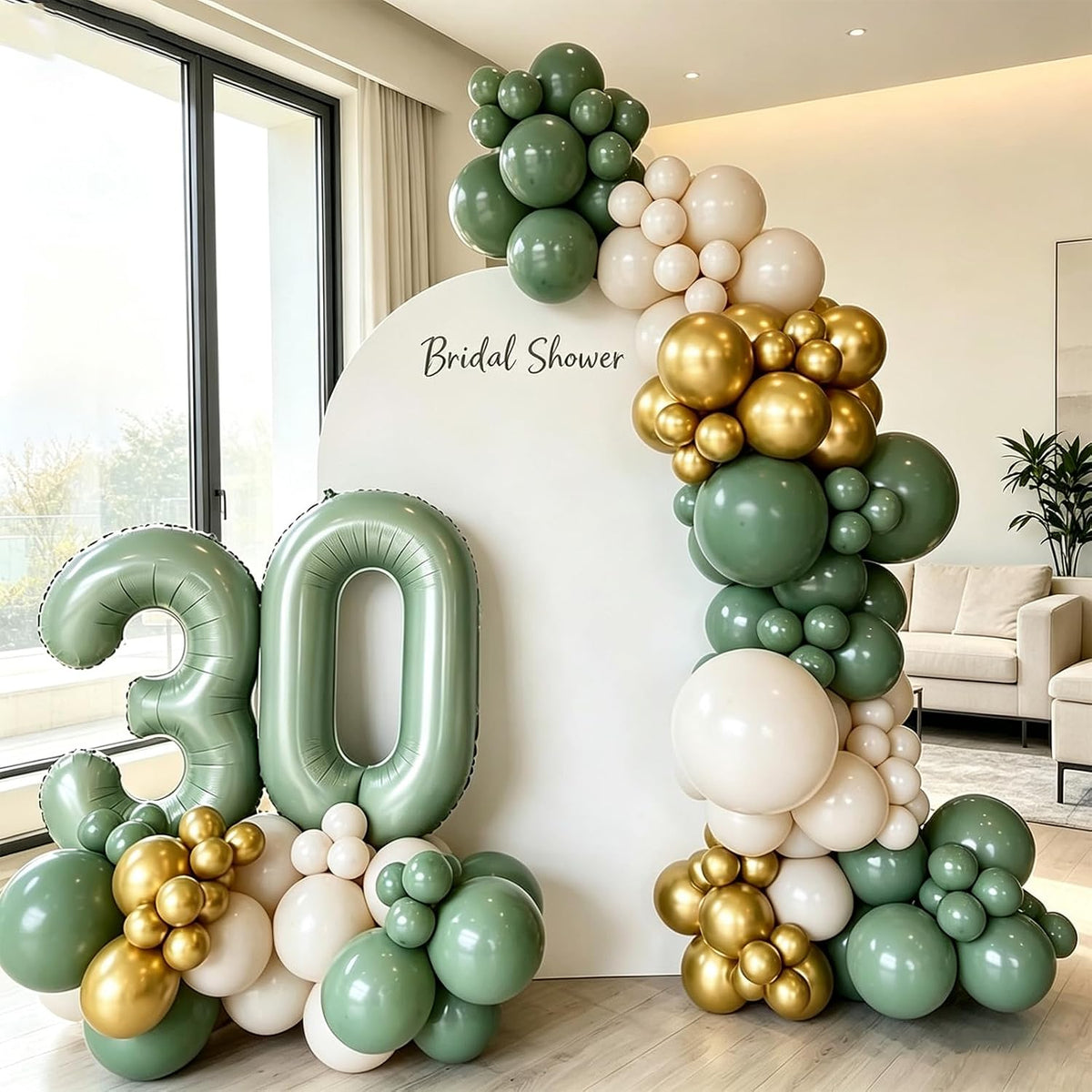 Blue Silver Balloon 12Inch Dark Metallic Blue Silver Confetti Latex - Sage Green White - image 4