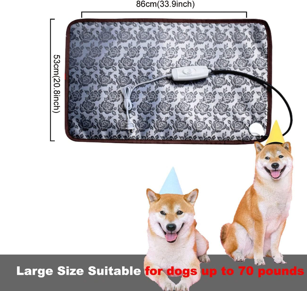 Extra Large Pet Heating Pad for Dogs - Rose / 34X21 inch - image 2