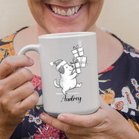 Customized Name Dog Accent Ceramic Mug Gift For Dog Lover Mom Dad, Personalized Dogs Animal White Coffee Mug 11 Oz 15 Oz, Awesome Puppy Travel Cup Gift For Birthday/Holiday/Anniversary, Dogs Cup