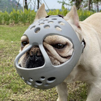 English Bulldog Muzzle, Soft Short Snout Dog Muzzle Stops Biting – Essentials for Dogs - Gray / L（Head 17-18½"）