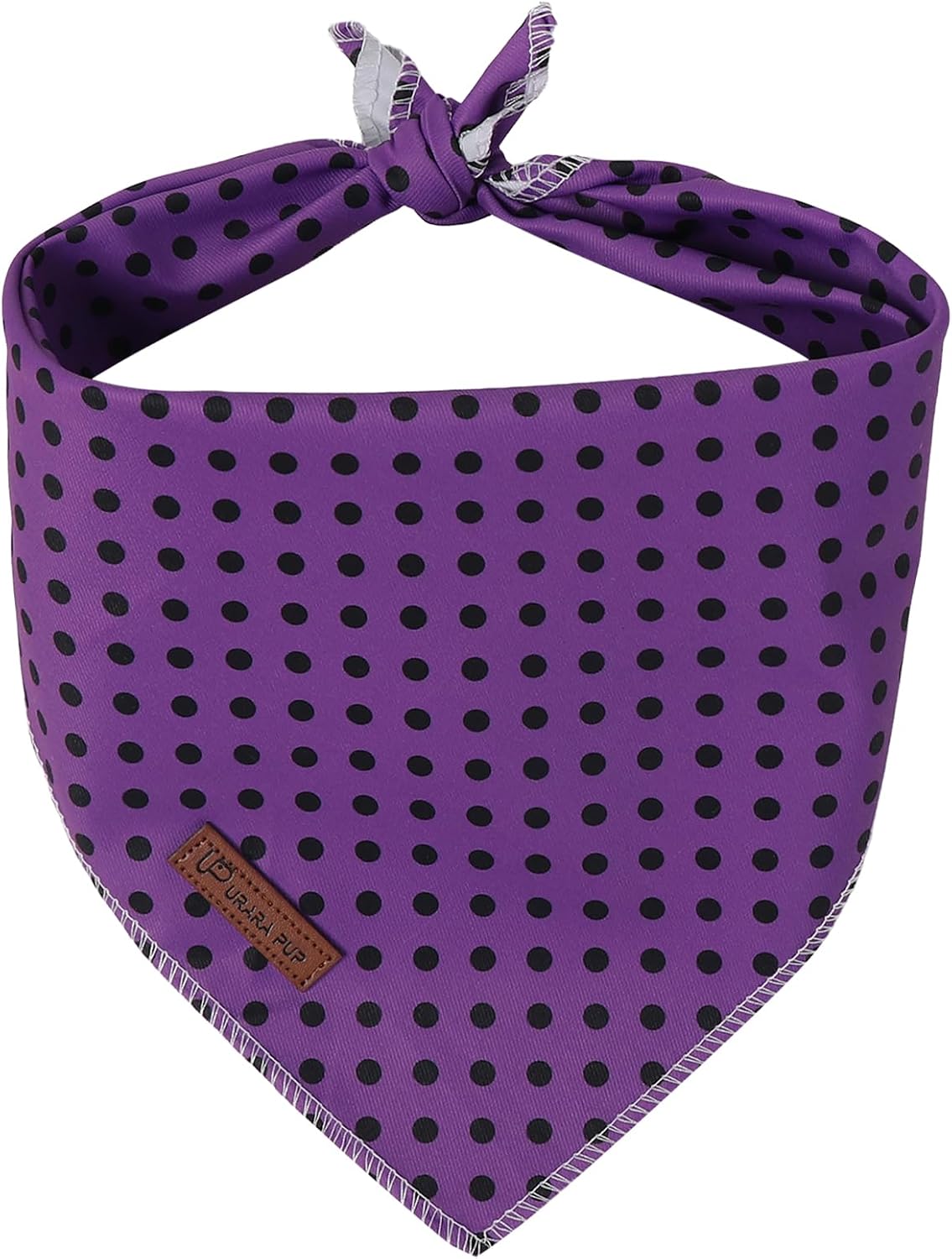 Summer Dog Bandana, UP URARA PUP Strawberry Triangle Bid Scarf for Medium Large Dogs, Cotton - Purple Black Polka B / S