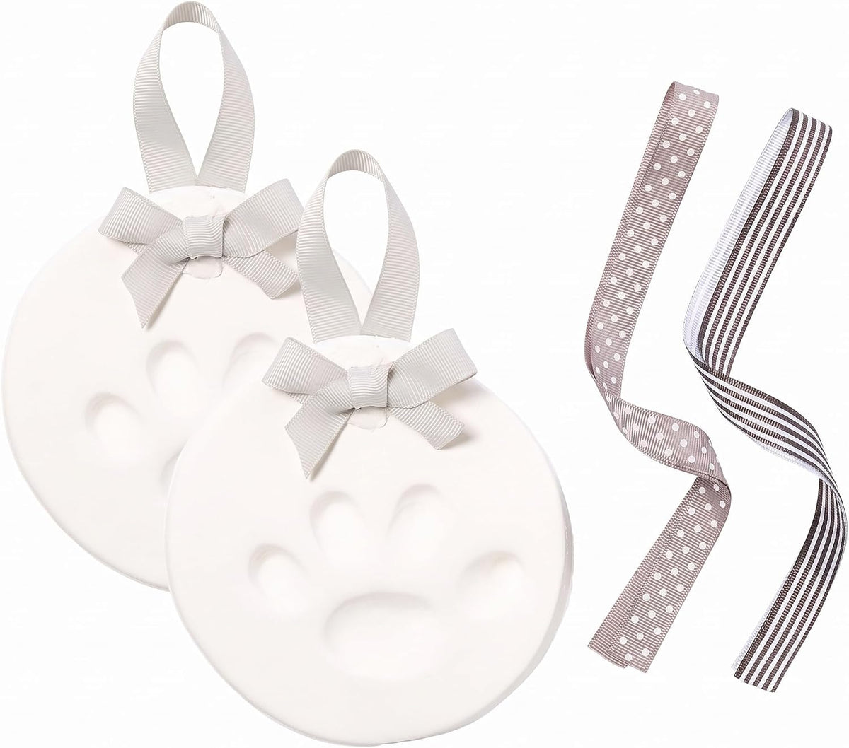 Pearhead Pet Paw Print Keepsake Ornament Kit, No-Bake Clay Kit – Essentials for Dogs - Clay Pawprint Kit With Ribbons / 2-Pack