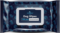 NOVEHA Dog Wipes - Odor Eliminating and Cleaning Grooming Wipes for Dog's Paws, Body, and Butt - Perfect for Puppy and Adult Dogs - Plant-Based, Safe, Convenient & Large Unscented Wipes (120 Counts)