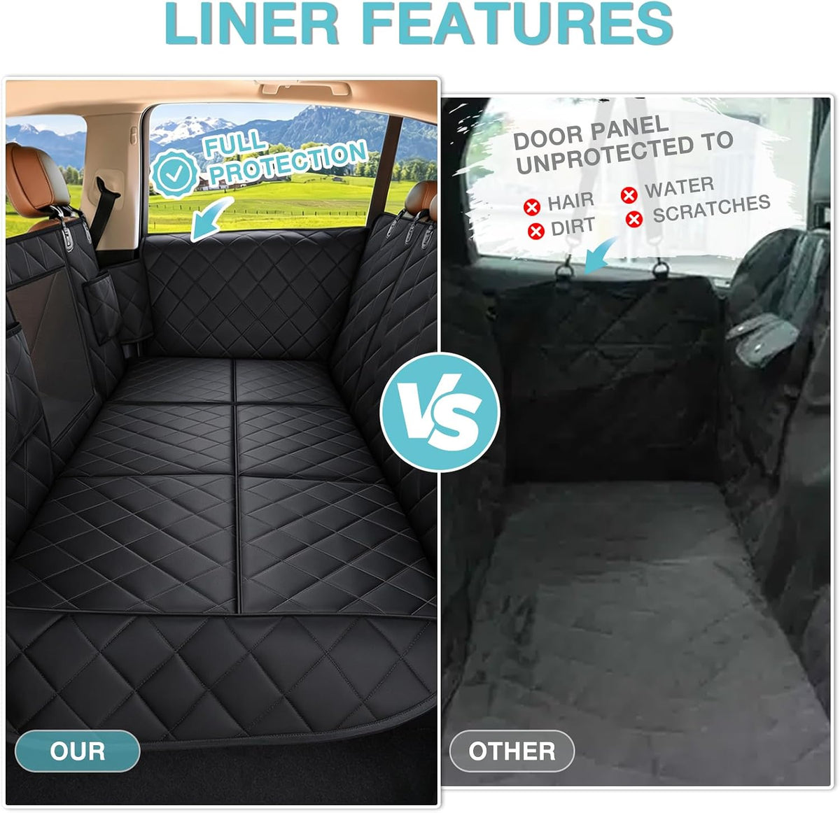 Dog Car Seat Cover for Back Seat with Safety Belt Universal Fit – Essentials for Dogs - Hard Bottom Black / Truck - image 3