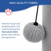 Cat Craft 41" Tall Short Plush Cat Scratching Post for Indoor Cats - Light Gray / Large - image 3
