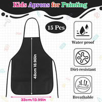PLULON 8 Pcs Colorful Apron Kids Aprons for Painting Cooking Art Smock – Fun for Kids & Family - Black / 30 - image 2
