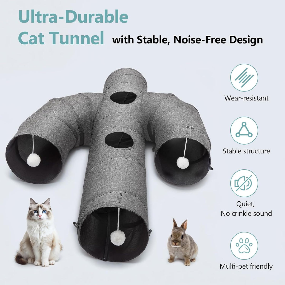 Ownpets Cactus Cat Tunnel 12" with Peek Holes for Indoor Large Cat - Cactus Shape / 10 Inches in Diameter - image 3