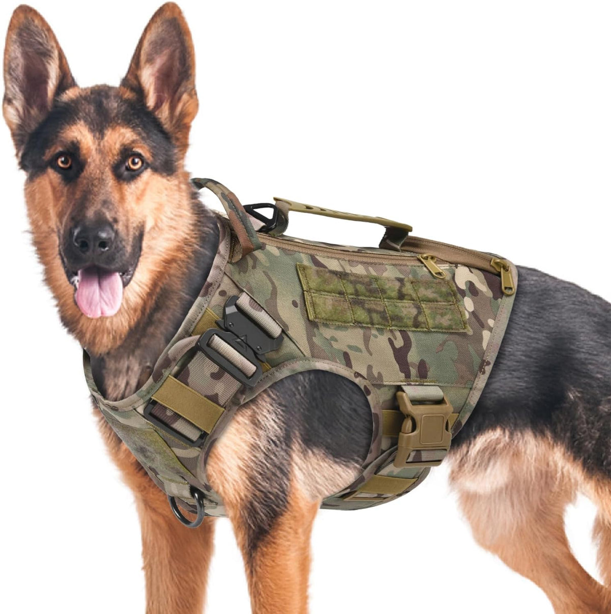 Tactical Dog Backpack Harness for Large Breed Original Design Metal - XL / Camouflage (vest only)
