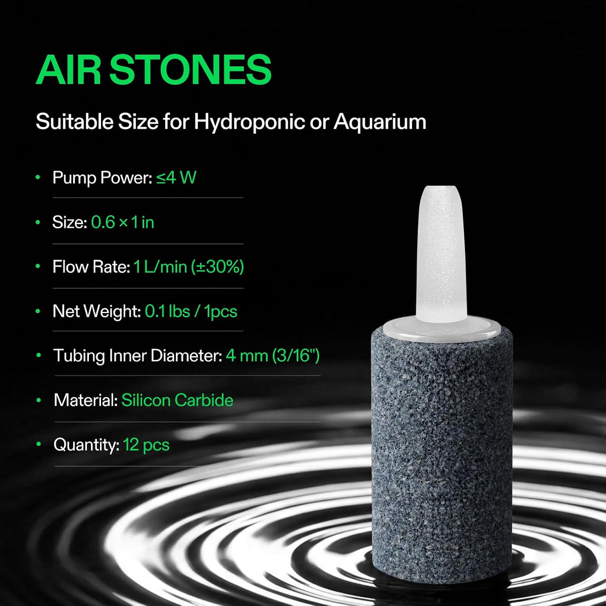 VIVOSUN 2PCS 4 x 2 in Large Air Stone for Aquarium, Air Pump – Essentials for Fish - 1 inch-Cylindrical - image 3