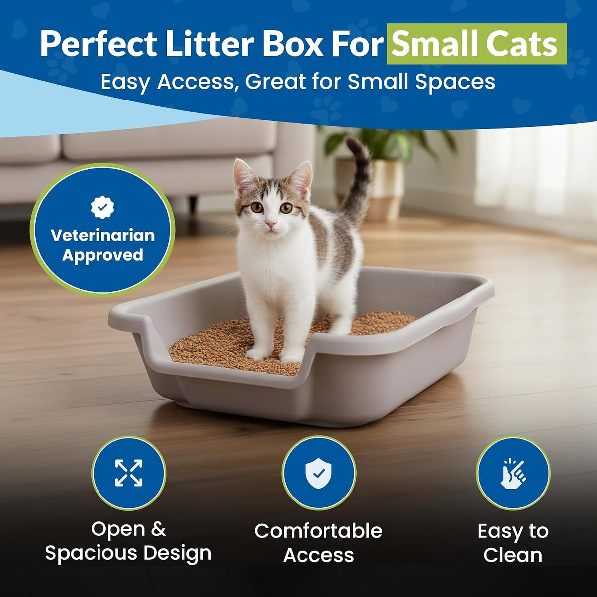 KittyGoHere Senior Cat Litter Box Jumbo Low Entry Open Top - Misty Gray / Small - image 2
