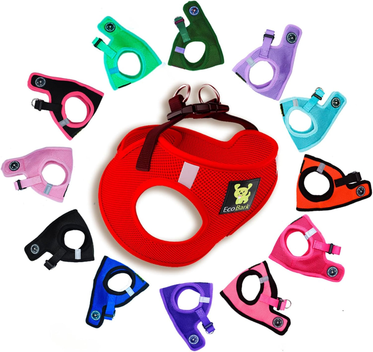 EcoBark XXS Dog Harness, Soft Step in Teacup Puppy Mesh Vest - XXS- 4 to 5 lbs- Chest Up to 11 in (Pack of 1) / Red