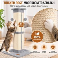 Cat Scratching Post 33 Inch for Indoor Cats - Grey - image 4