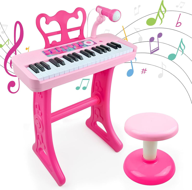 Love&Mini Kids Piano Keyboard Toys for Girls - Pink / 37 Keys
