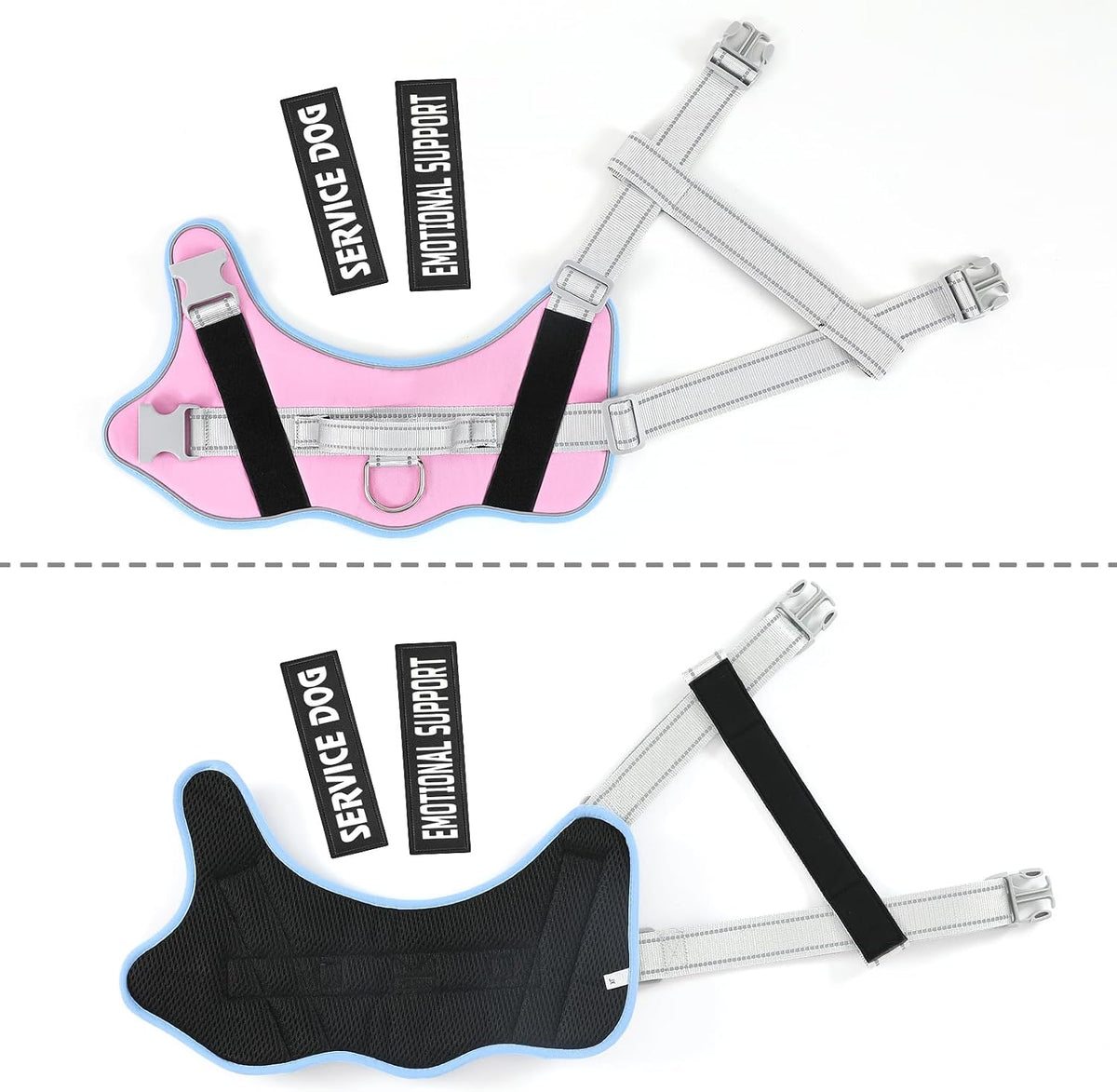 voopet Service Dog Harness, Emotional Support Pet Vest Harness - XX-Small (Pack of 1) / Blue_Pink - image 3