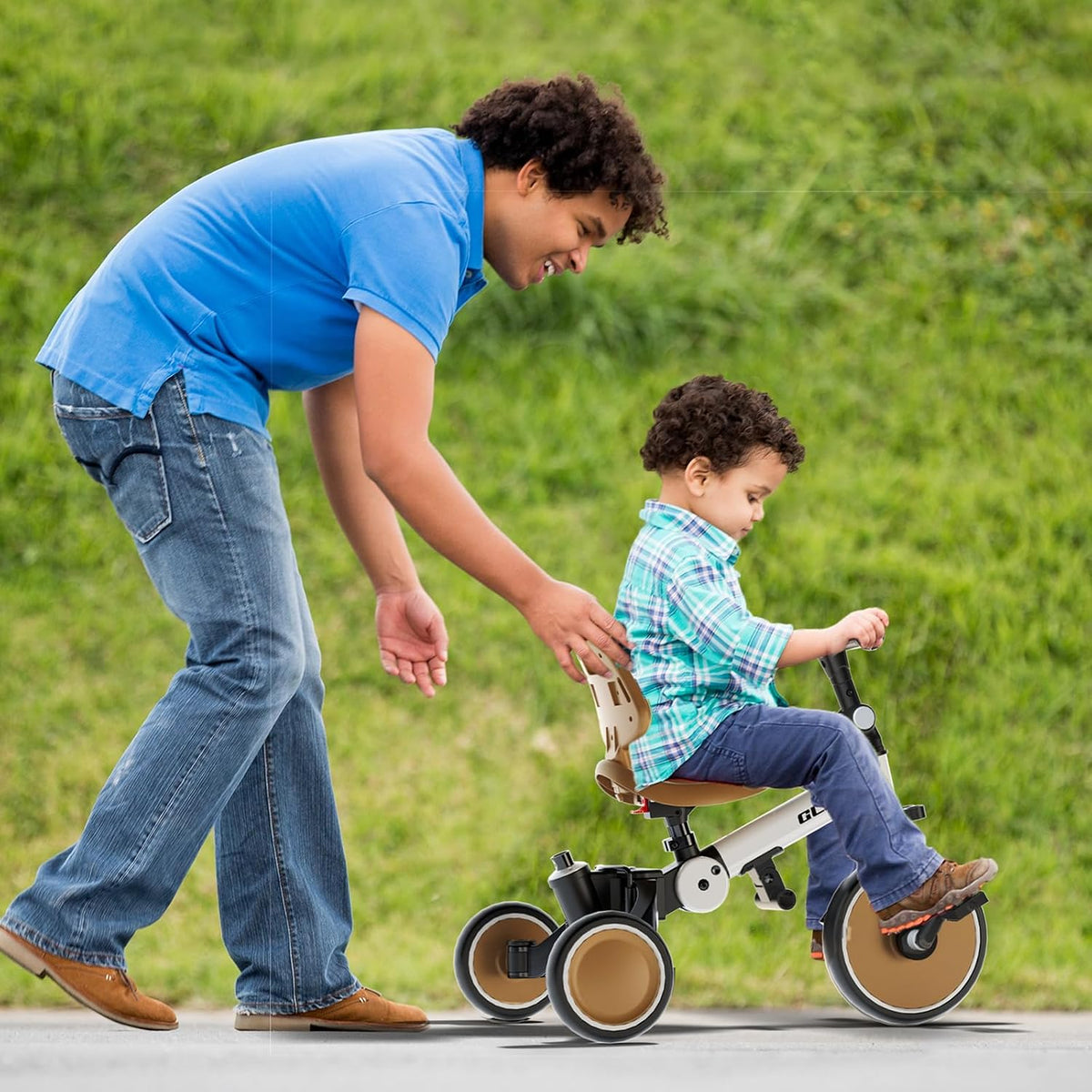 Glaf white toddler tricycle with parent push handle - view 18