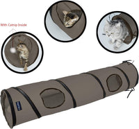 PetLike Cat Tunnel for Indoor Cats Collapsible Pop-up Pet Tube Peek - one way / Brown - image 3