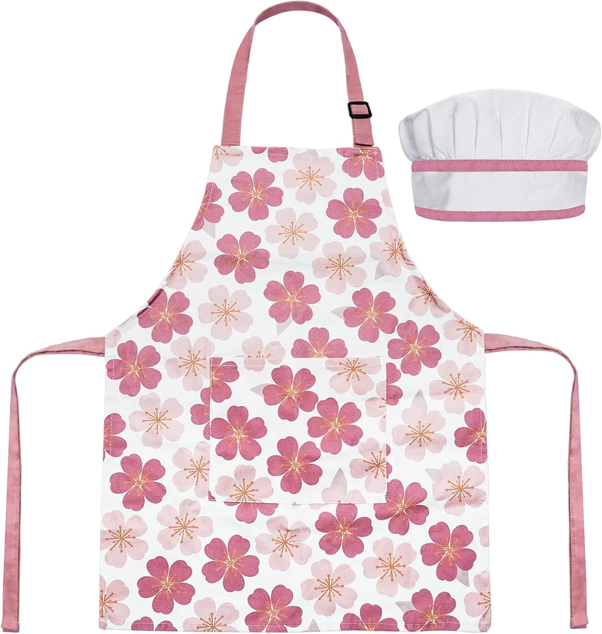 Kids Apron for Boys and Girls Aged 3-6 100% Cotton Blue WQHM – Fun for Kids & Family - Pink Apron & Hat