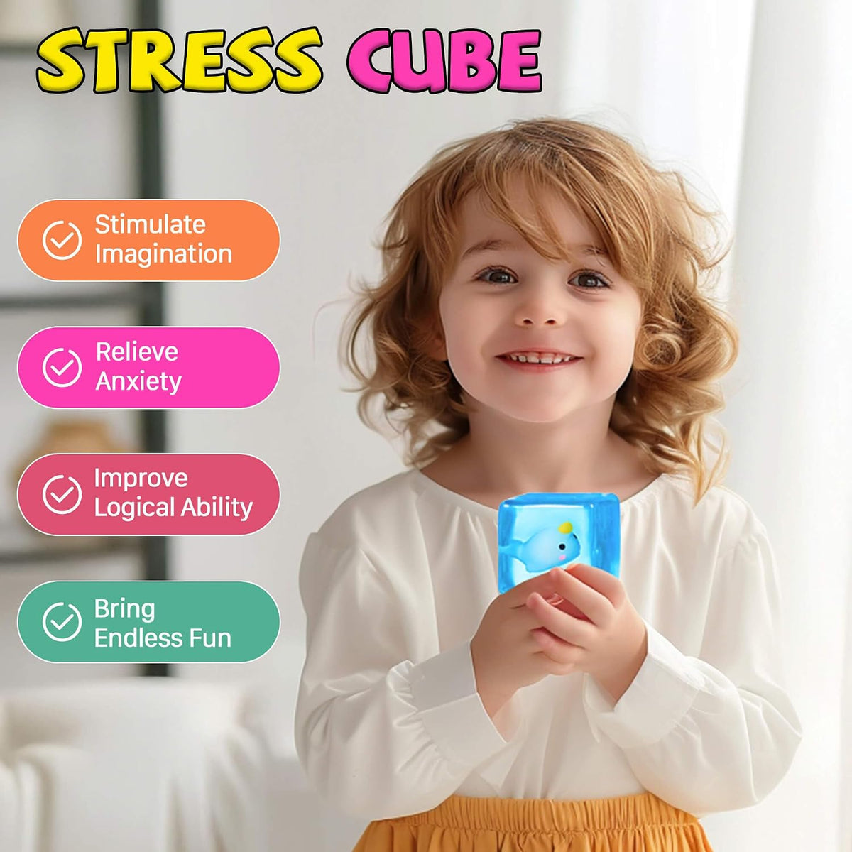Squishy Fidget Toys Stress Cube - 3pcsstresscube - image 4