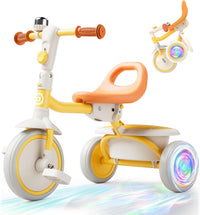 besrey Toddler Tricycle with Bell - Yellow Flash Wheel