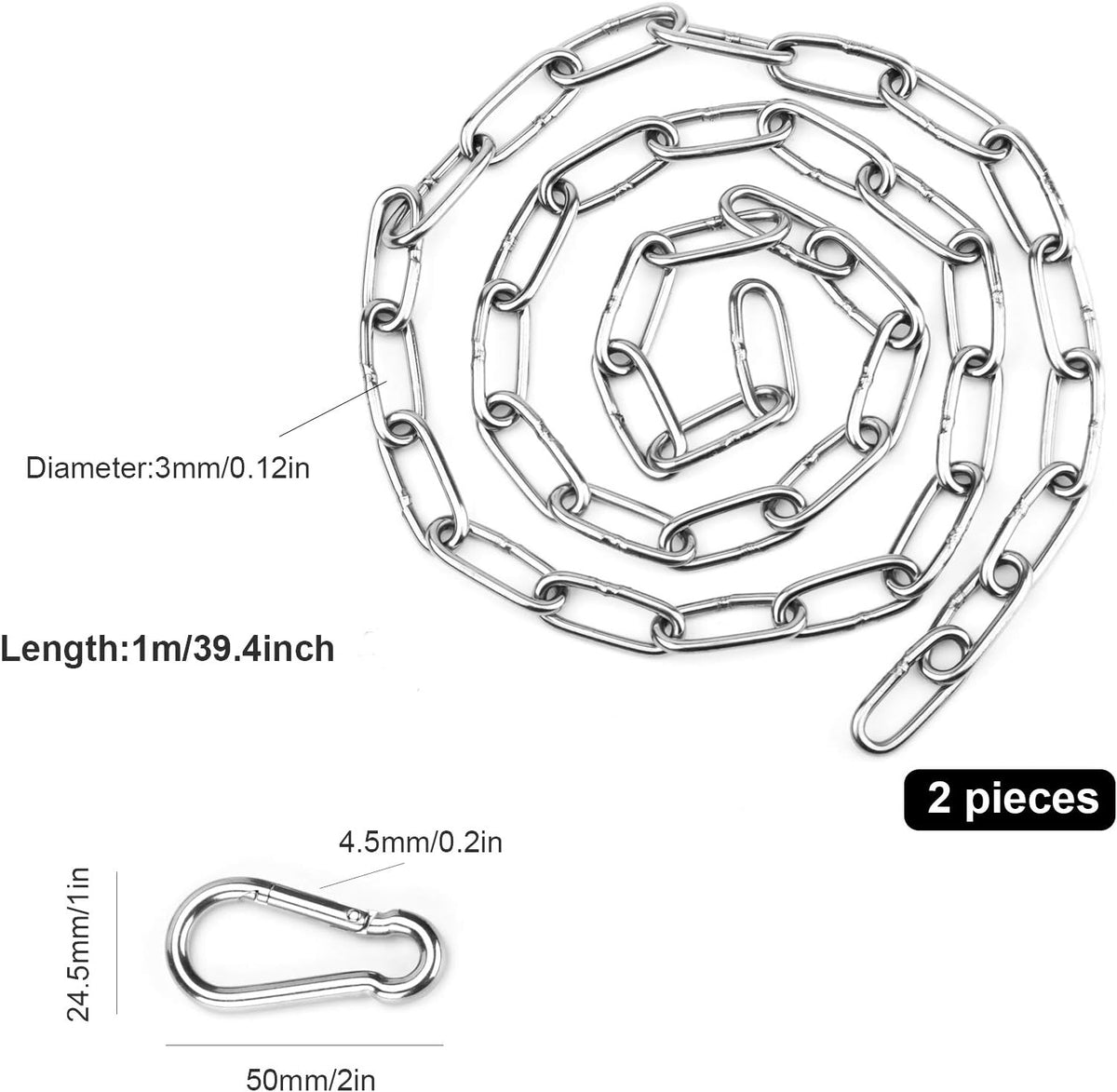Hanging Swing Chair Chain Kit - 39.4in - image 2