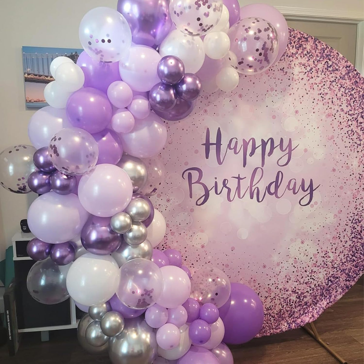 Blue Silver Balloon 12Inch Dark Metallic Blue Silver Confetti Latex - Purple and Silver - image 3