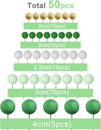 ASTARON 50 Pcs Ball Cake Topper Sticks Mini Balloons for Cake - Green Series - image 2
