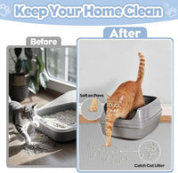 Cat Litter Mat, Extra Large 40" x 28" Silicone Mat Litter Trapping Mat for Scatter Control, Soft on Kitty Paws, Easy to Clean (Gray)