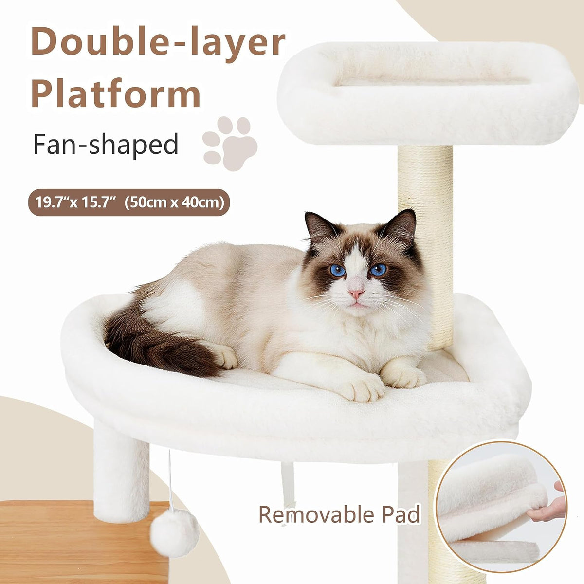Modern Cat Tree, 76'' Tall Cat Tower, 3 Big Platform GCT103WB - Walnut / 70.9 inches - image 4