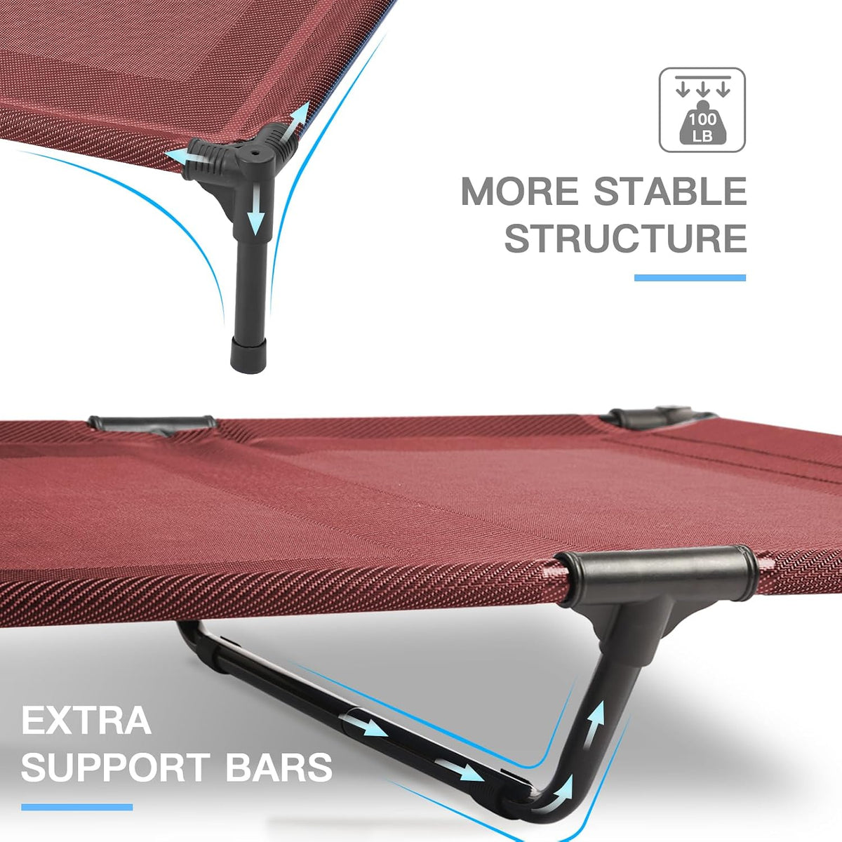 Elevated Dog Bed for Large Dogs 120lb - M (30"Lx 23"Wx6.3"H) / Red - image 2