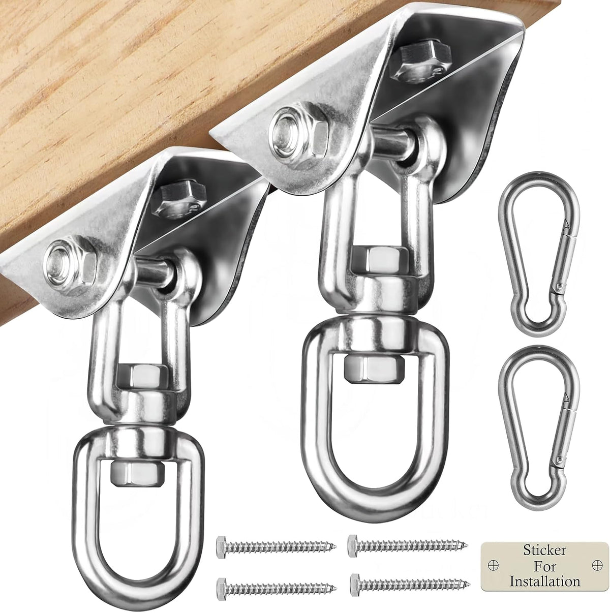 Heavy Duty Swing Hangers for Wooden Sets 2000 LB Capacity Hammock - Silver / 2 Packs