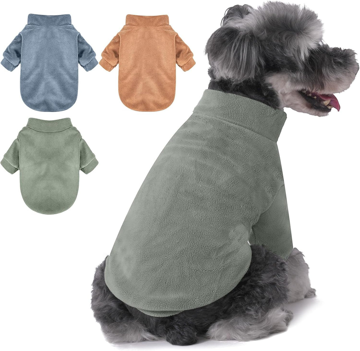 GYALAPERI Dog Sweater, 3 Pack Dog Sweaters for Small Dogs Girl Boy – Essentials for Dogs - Small / Lt Blue+Olive+Brown