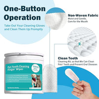 Teeth Cleaning Wipes for Pets 50Pcs ，Dog & Cat Teeth Cleaning Wipes，Pet Teeth Cleaning Finger Mitt Dental Wipe，Pet Teeth Cleaning Finger Wipes，Natural Formula Finger Grooming Wipe for Pets