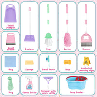 deAO kids cleaning set with detachable housekeeping cart, broom, mop and wet floor sign - view 7