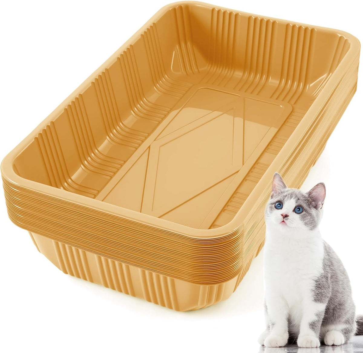 Tessco for you 30 Pack Disposable Litter Boxes for Cats - Light Brown